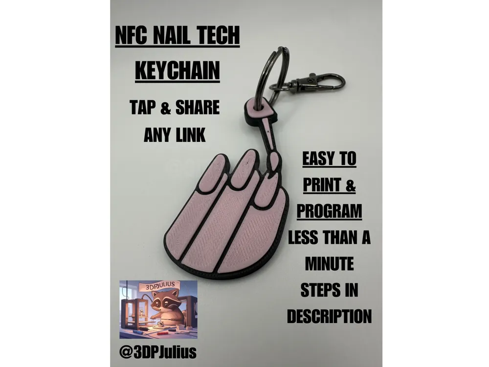 NFC Nail Tech Keychain – Share Links with a Tap! - Free 3D Print Model ...