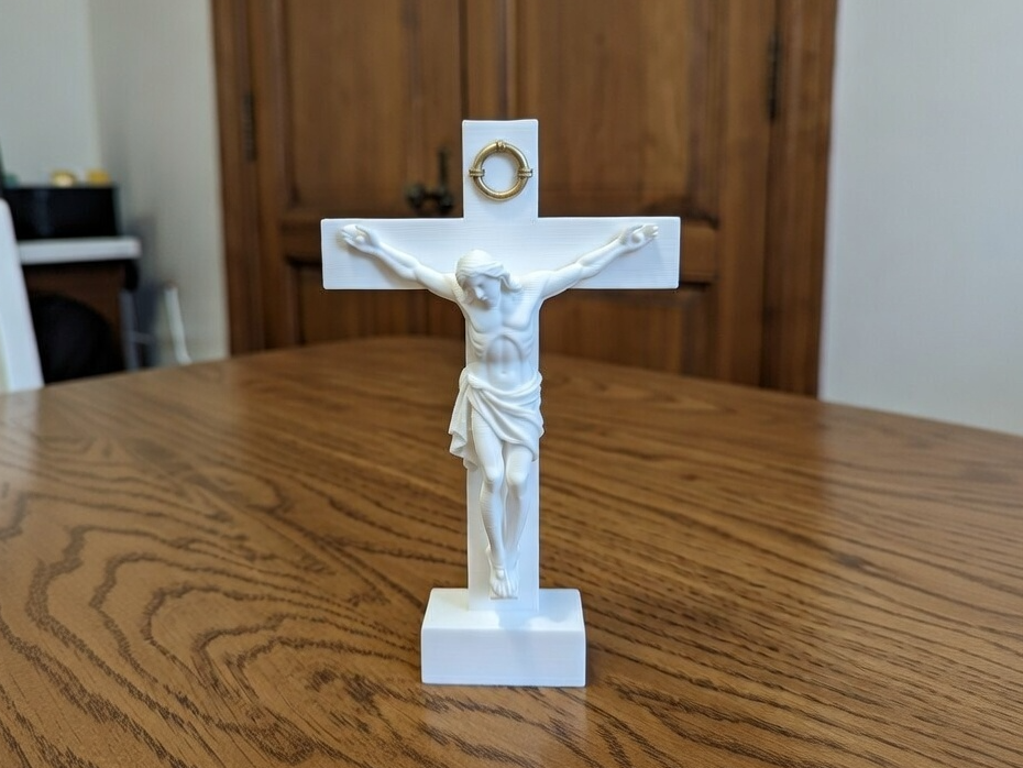 Jesus Christ on Cross with Halo Ring Sculpture