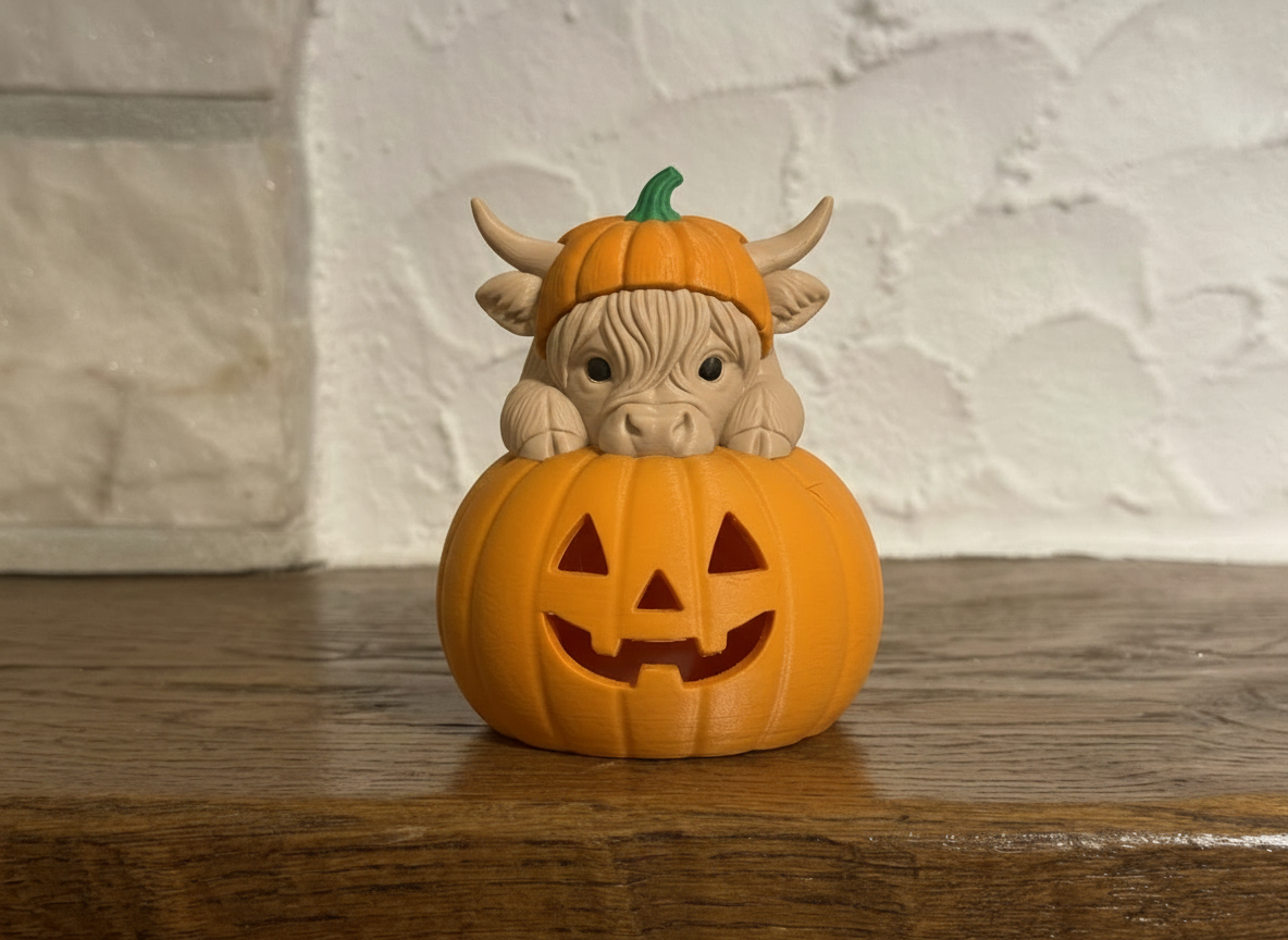 Highland Cow GlowPaws Tealight Holder Pumpkin - 1