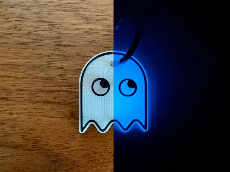 Glow-in-the-Dark Pac-Man Ghost Keychain Bag Charm