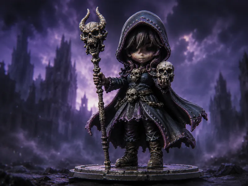 Soulveil – Forbidden Necromancer Chibi Miniature