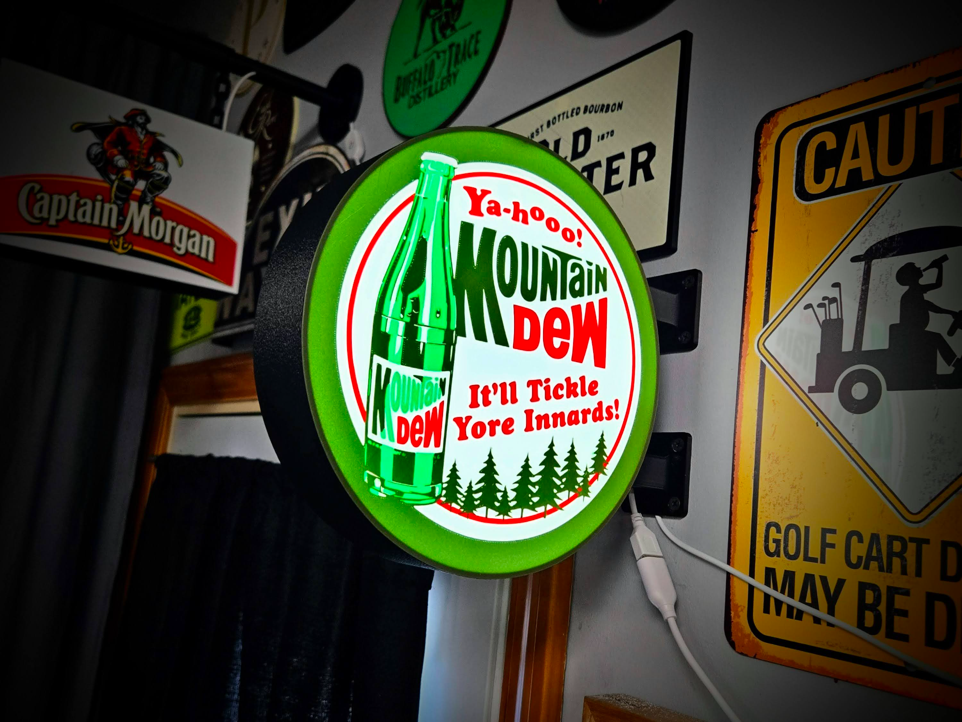 Vintage Mountain Dew 2-Sided LED Light Wall Sign