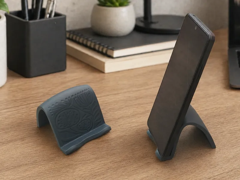 Phone stand holder with flower ornament