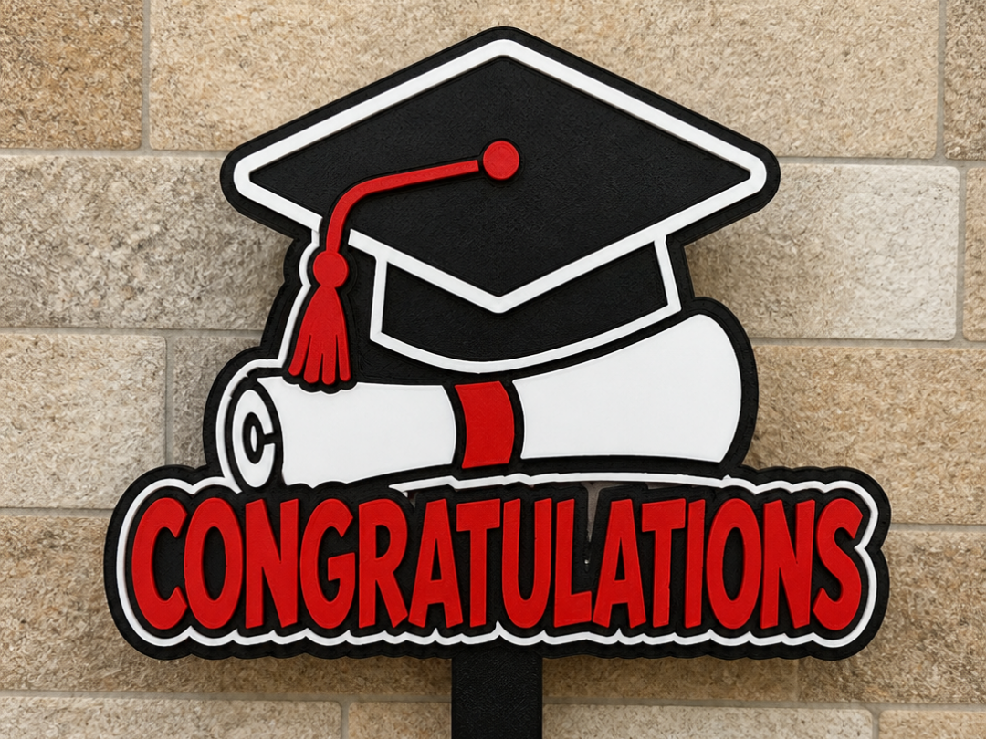 Cap & Gown Congratulations Cake Topper