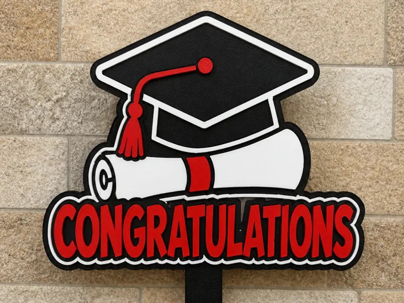Cap & Gown Congratulations Cake Topper
