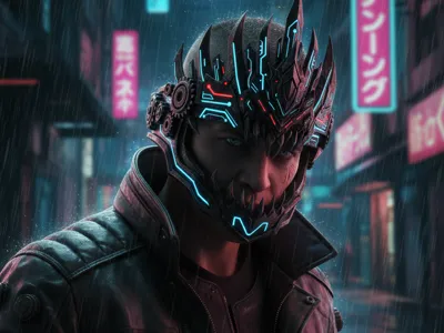 Cyber-Punk Mech Dragon Mask (Neon Effect)