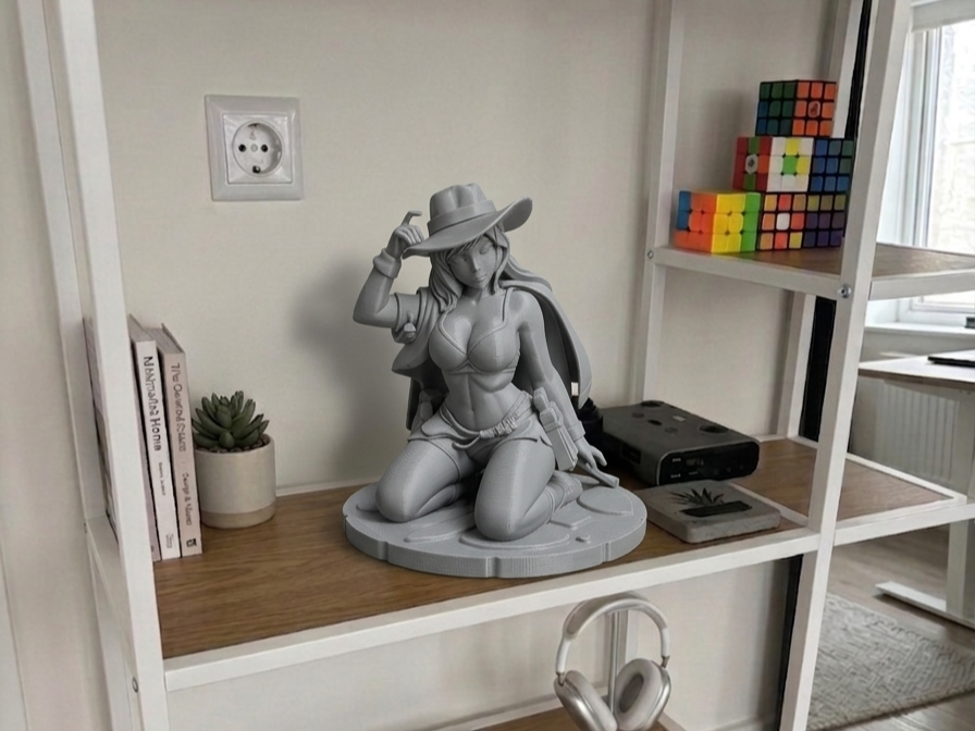 Cowboy Anime Girl | High-Detail Stylized Statue
