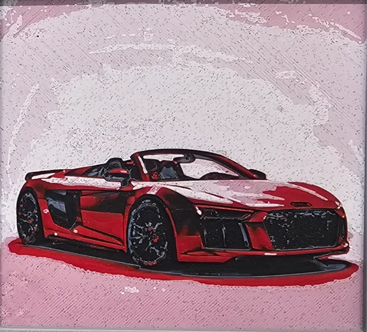 Audi R8 Spyder Hueforge in Red with top down