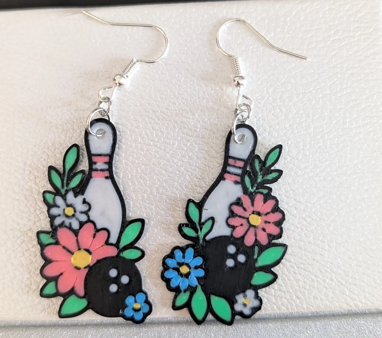 Bowling Flower Earrings view 2