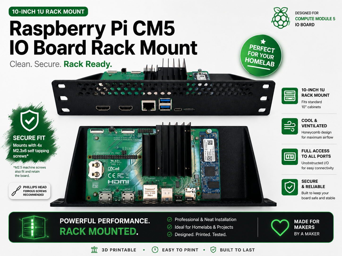 Raspberry Pi CM5 IO Board 10" Rack Mount