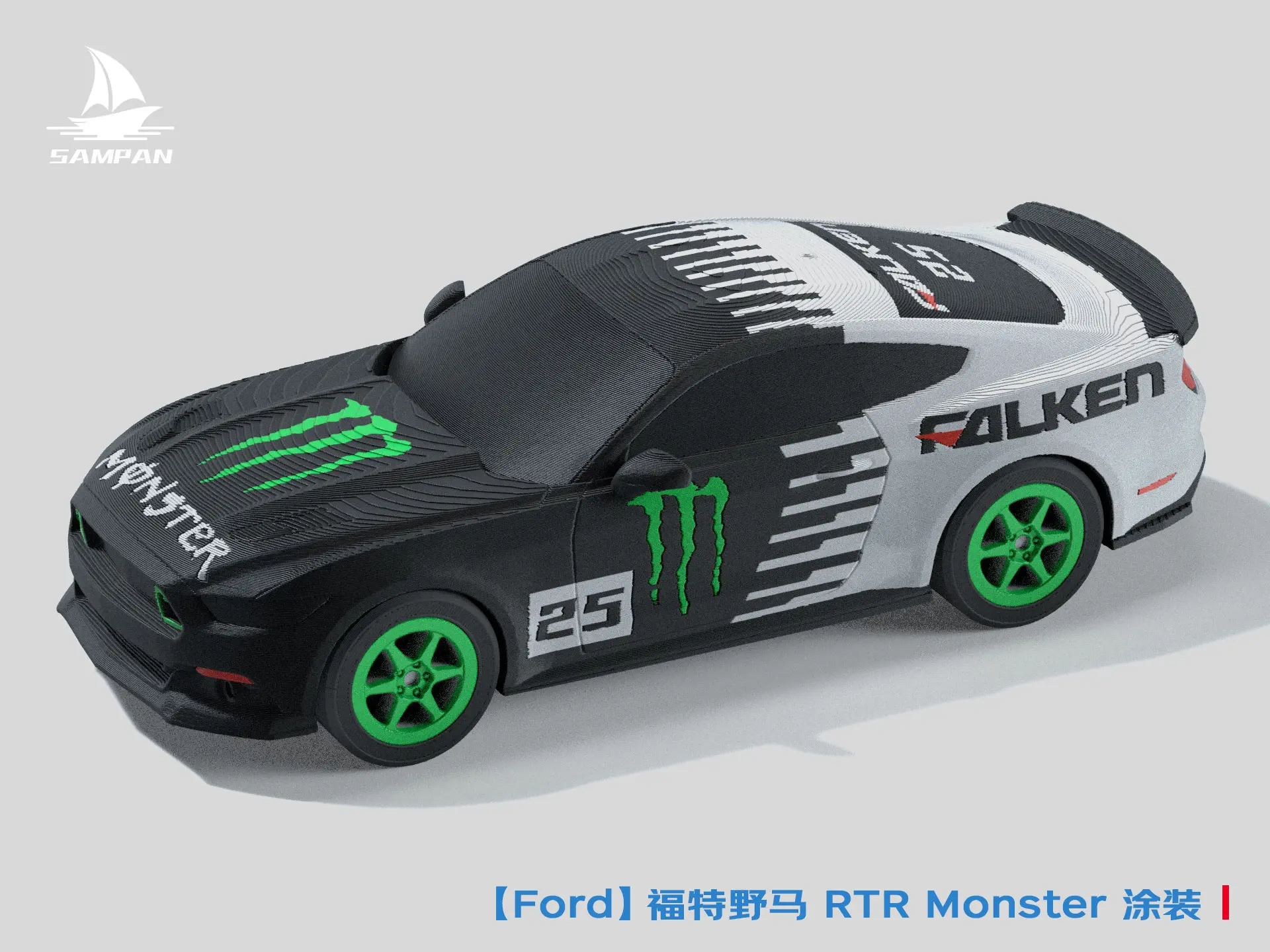 【Ford】福特野马 RTR Monster Energy赛车 肌肉车 漂移冠军车 组装/轮胎可动