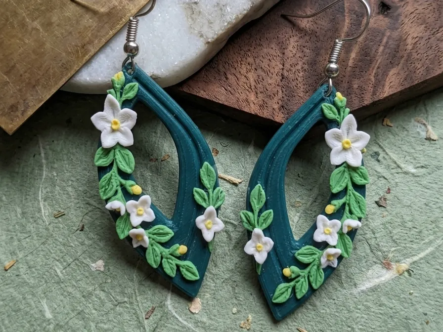 Botanical Marquise Dangle Earrings view 2