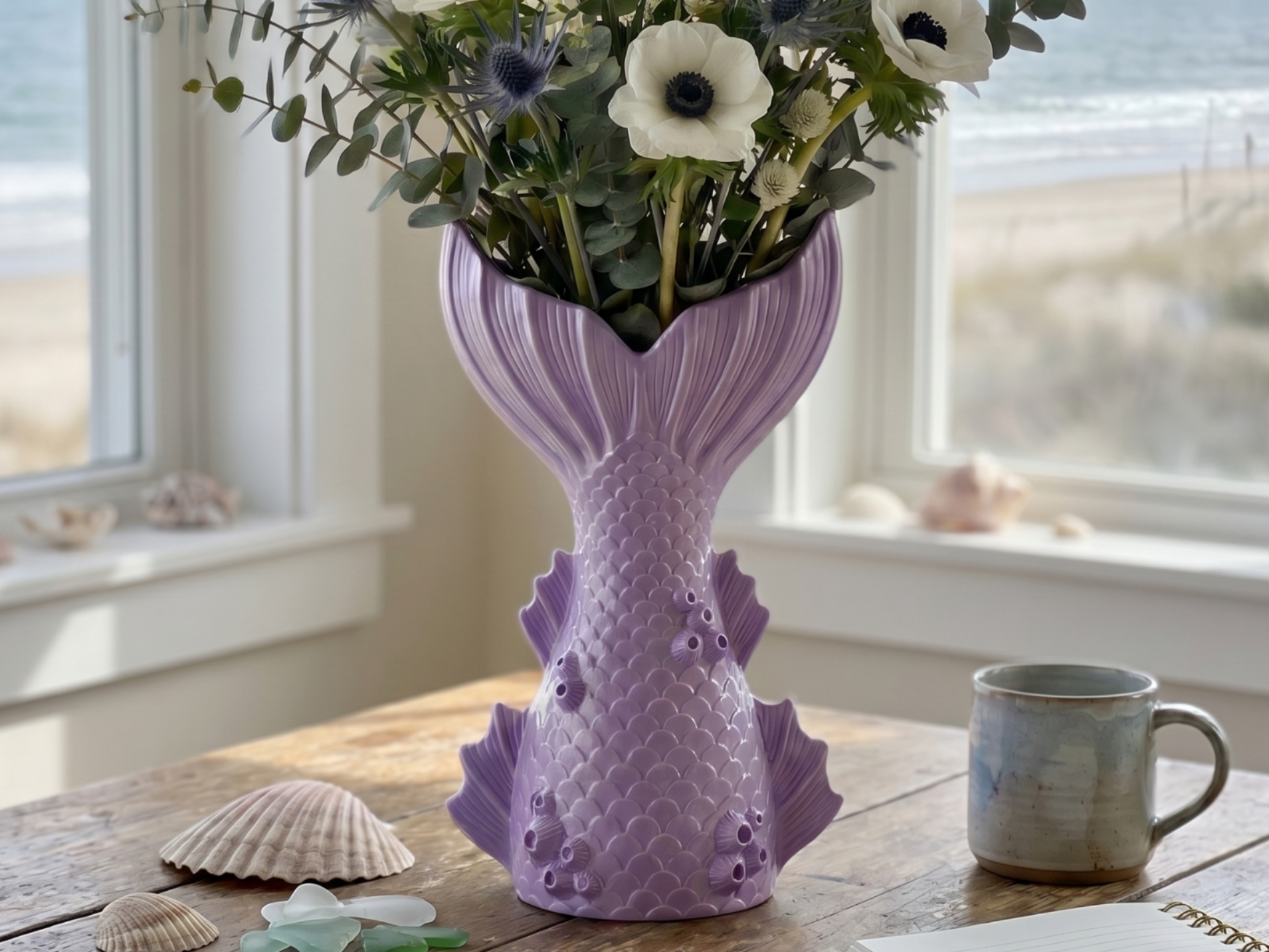 Mermaid Tail Vase - Coastal Ocean Flower Planter