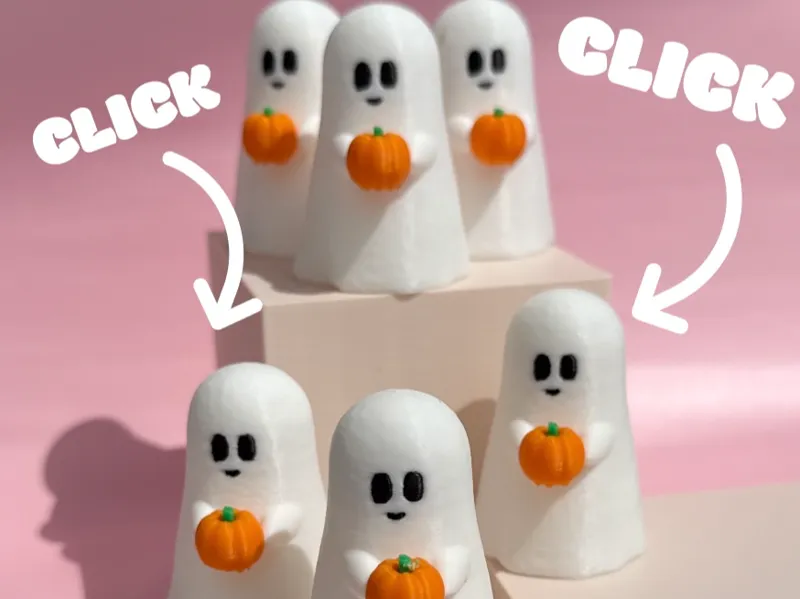 Cute Ghost Holding Pumpkin Fidget Clicker 