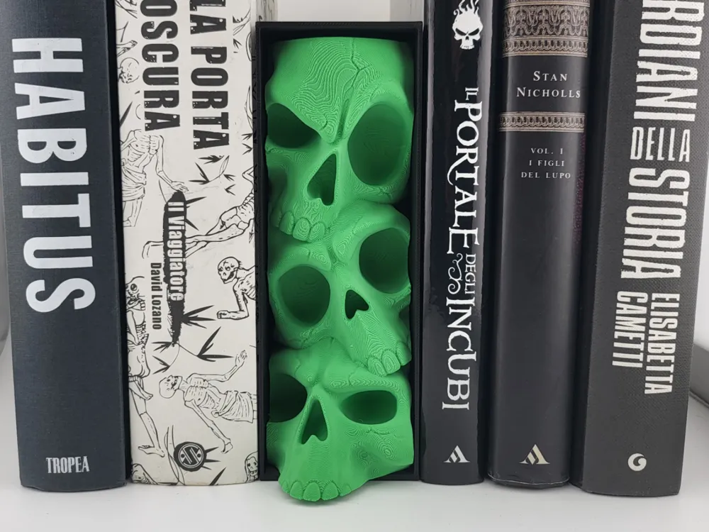 Estante o repisa: Skull Book Nook Skeleton Bookshelf Insert Book. Referencia del modelo original.