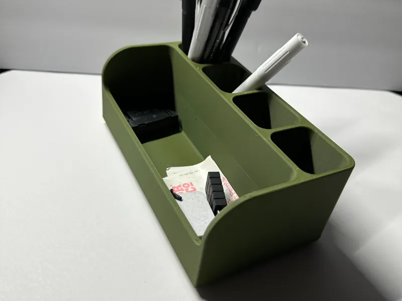 Desk Organizer w/ 4 Pen Slots + Large Storage