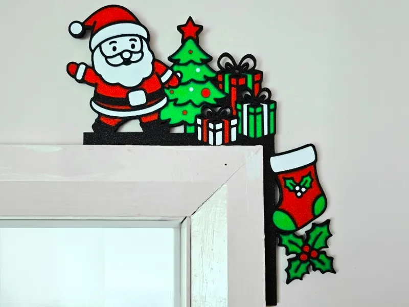 christmas door corner santa and gifts