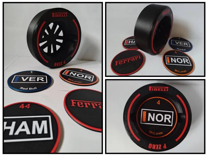 F1 tire style coaster holder