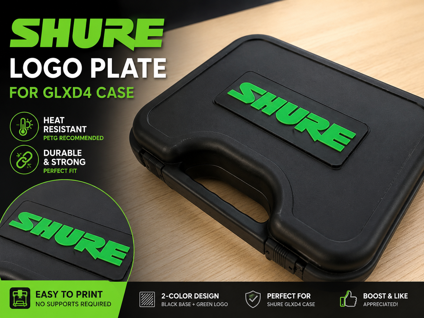 Shure GLXD4 Case Logo Plate (AMS Multicolor)
