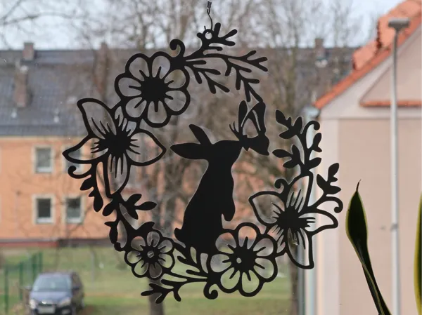 Lapin de Pâques — déco murale fleurie