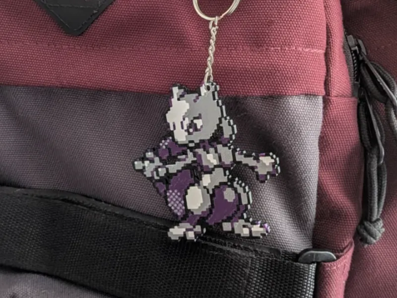 Mewtwo pixel art keychain