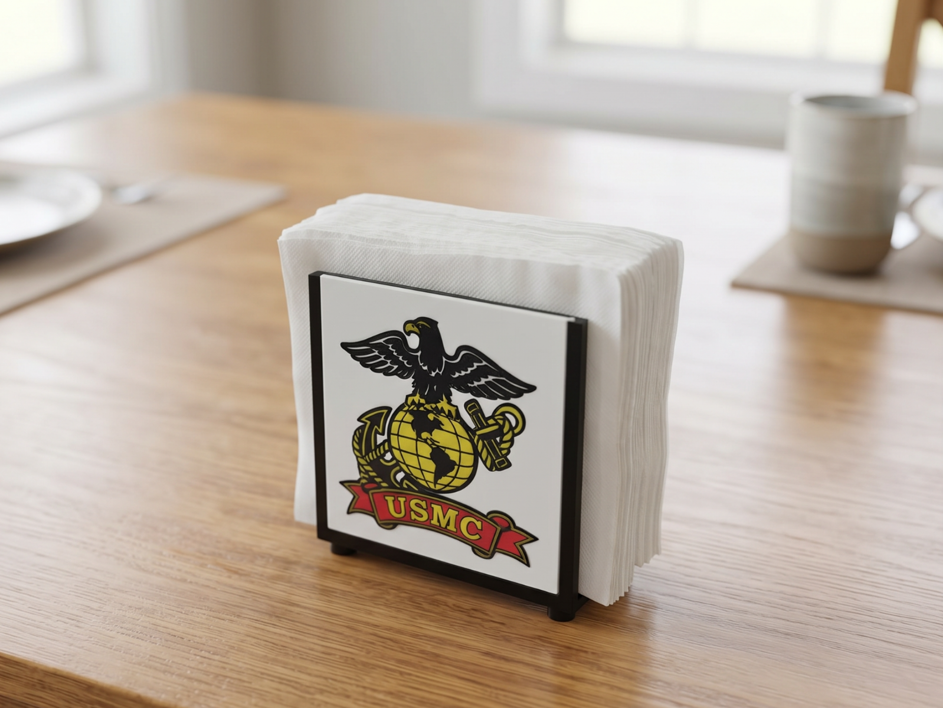 Interchangeable Napkin Holder-US Marines Logo 3D model