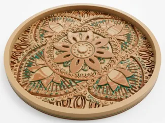 boho mandala distressed decorative tray