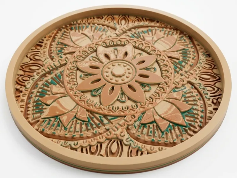 boho mandala distressed decorative tray