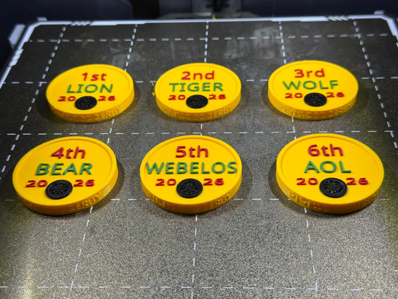 2026 Pinewood Derby Award Coins