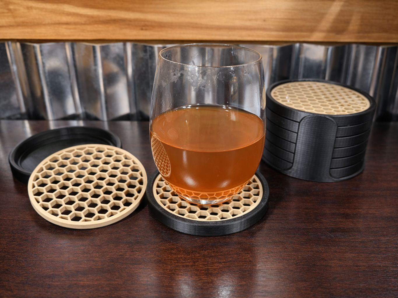 Hexagon coasters with holder