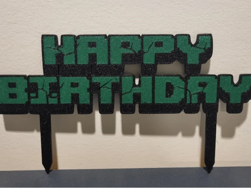 Minecraft Happy Birthday cake topper 