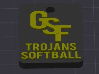 Green Sea Floyds Trojans Softball Keychain