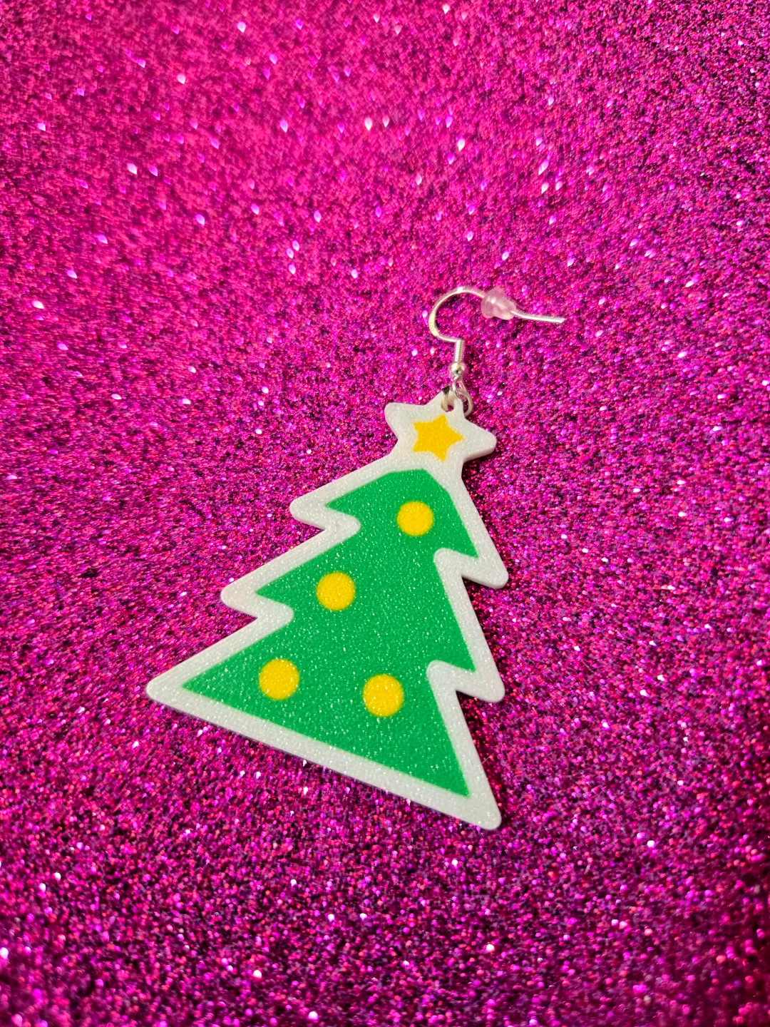 Christmas tree earrings view 2