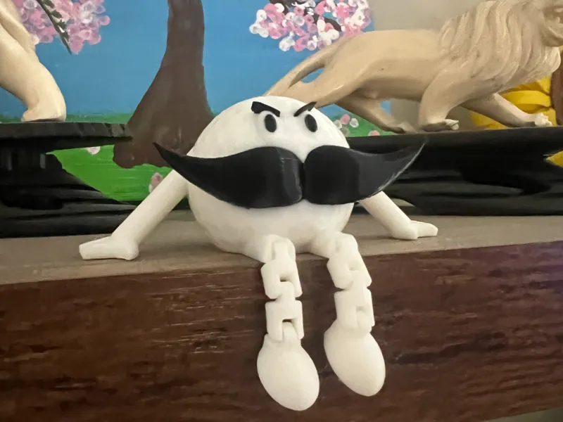 Articulated Flexi Moustache Golf Ball Guy 