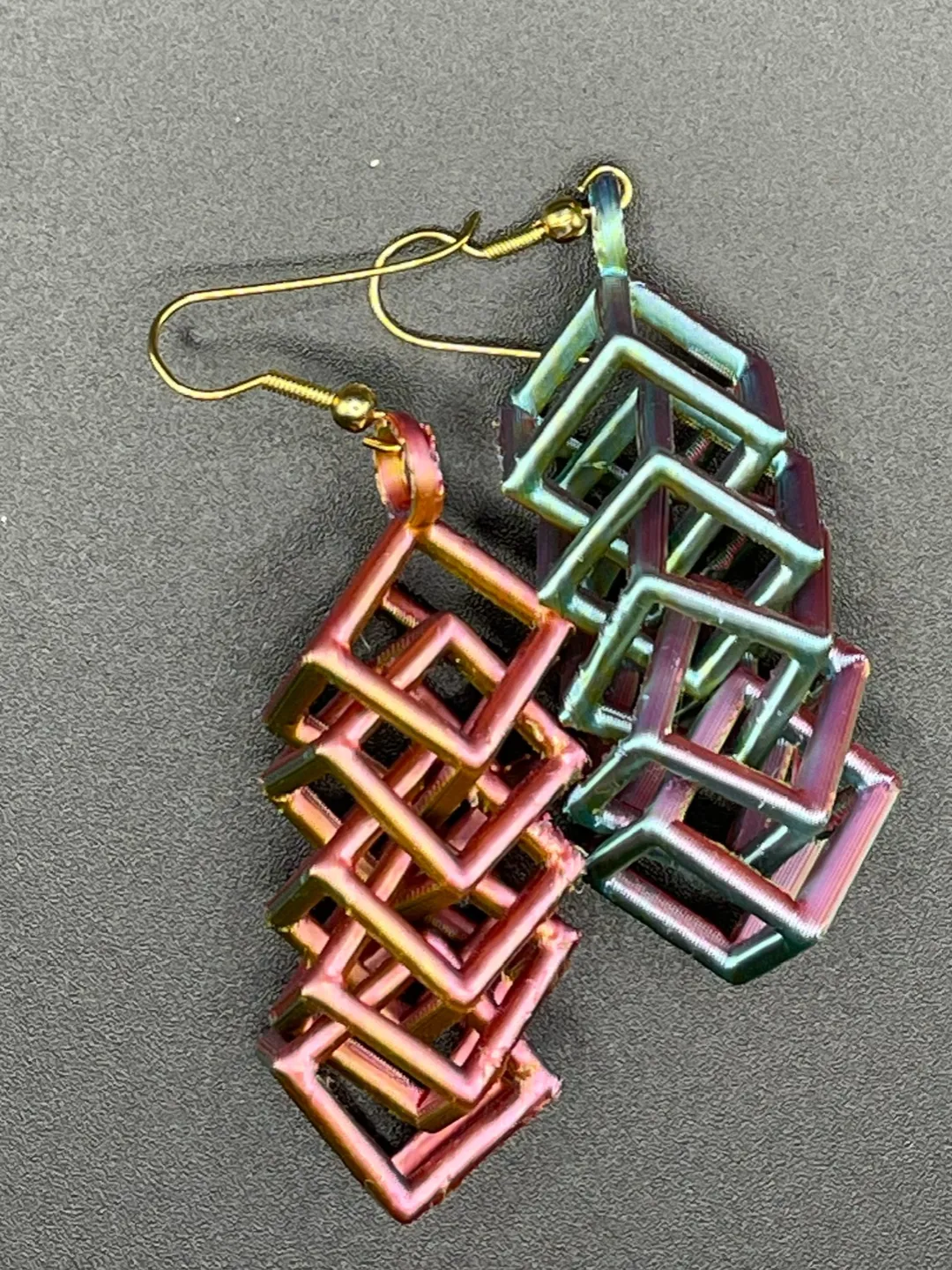 5 linked cubes earrings view 2