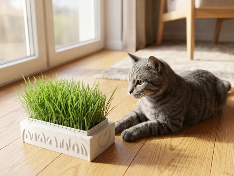 cat grass sprout box vase