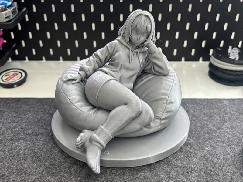 Chill Anime Girl on Beanbag | Desk Decor Gem