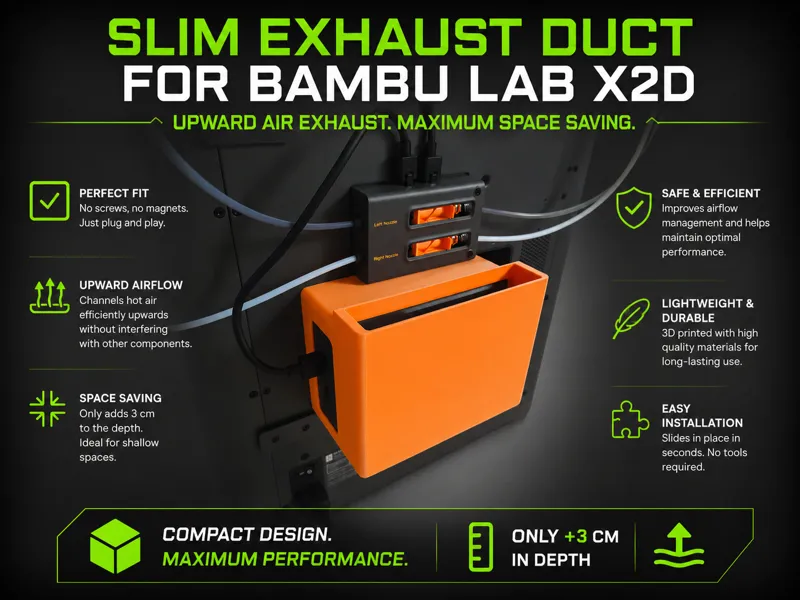 Slim Exhaust Duct for Bambu Lab X2D