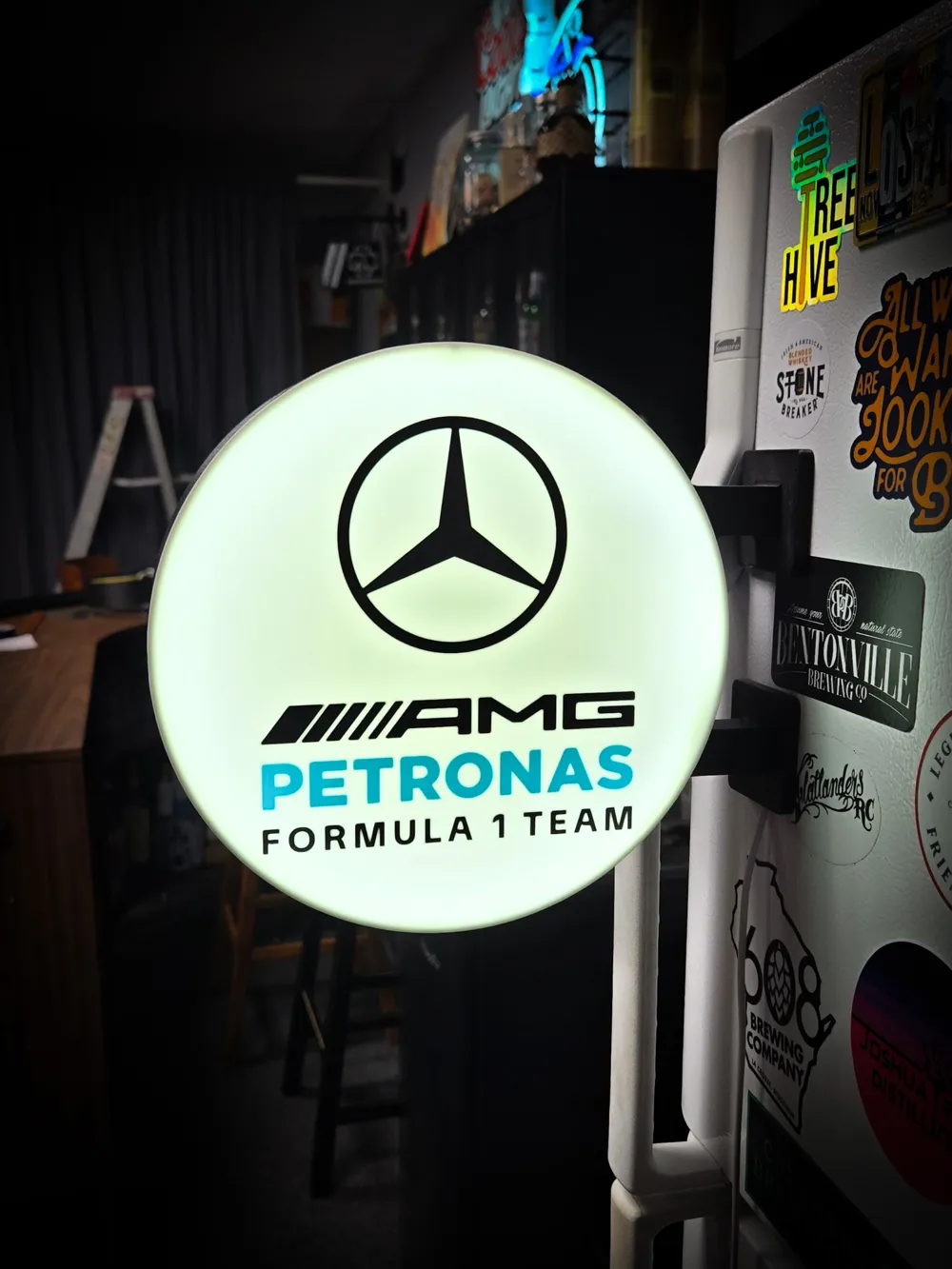 Round Model Designs MERCEDES AMG F1 ~ 2-Sided Round Lightbox - Free 3D Print Model - MakerWorld