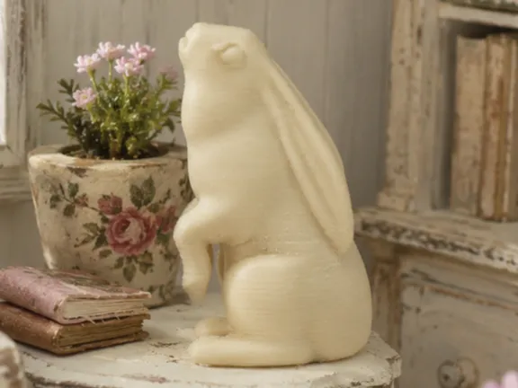 Miniature Rabbit Looking Up Statue