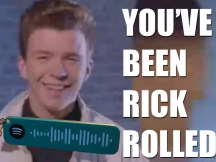 Rick roll Spotify keyring