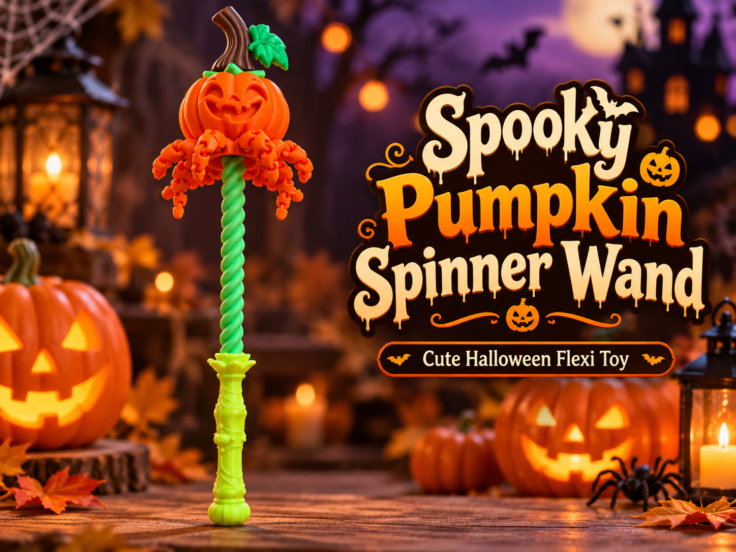 Spooky Pumpkin Spinner Wand - 1