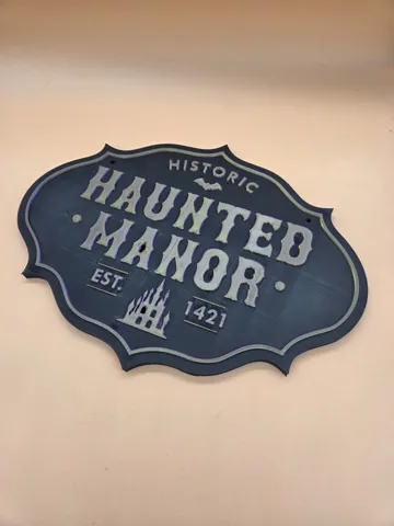 Modelo para impresión 3D: Haunted Manor Halloween Wandschild — vista de referencia 3