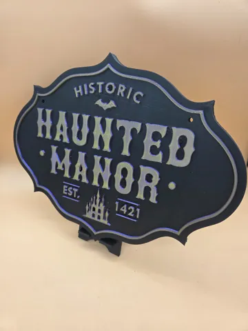 Modelo para impresión 3D: Haunted Manor Halloween Wandschild — vista de referencia 4