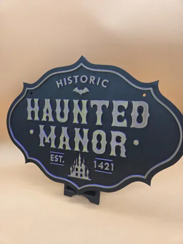 Modelo para impresión 3D: Haunted Manor Halloween Wandschild — vista de referencia 5