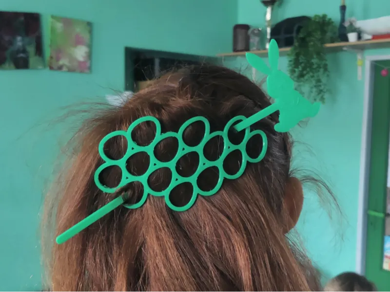 Eggs and rabbit hair clip
