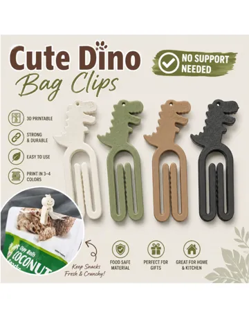 Clip o pieza de sujeción: Trex Dino Cute Animal Bag Clips – Paper Clip Fast — vista de referencia 2