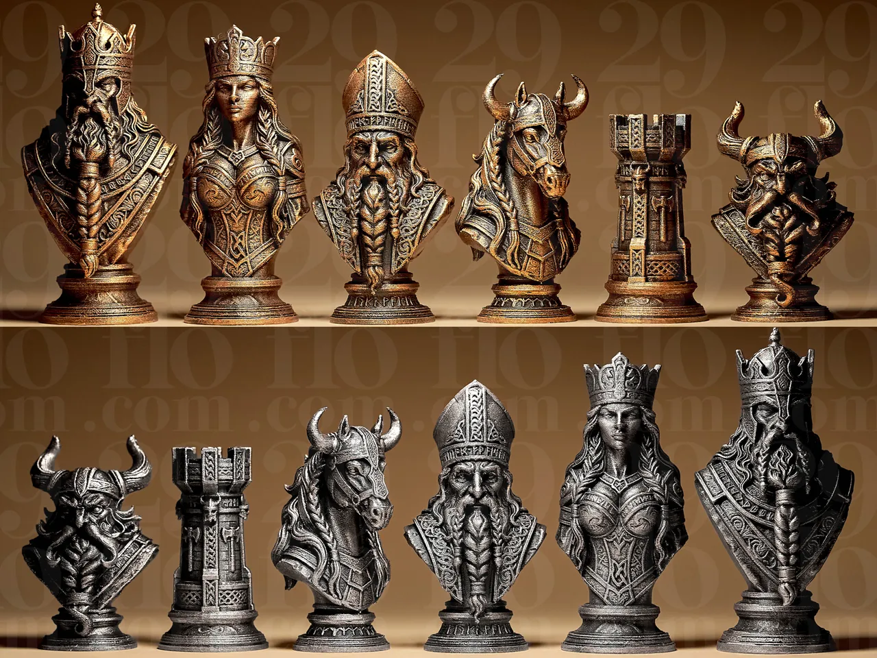 Chess Set Nordic/Viking Stylized view 2