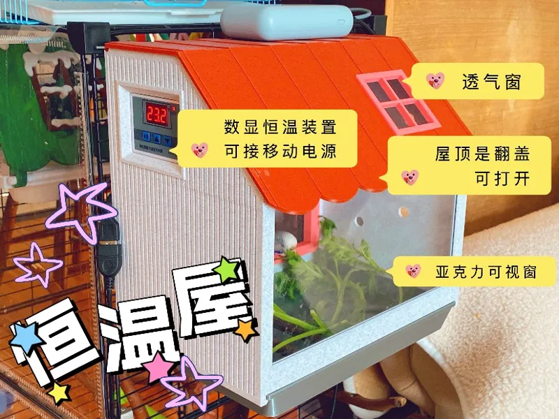 外挂恒温鹦鹉小窝｜数显控温墙暖｜可视窗｜抽屉式底盘可放垫料