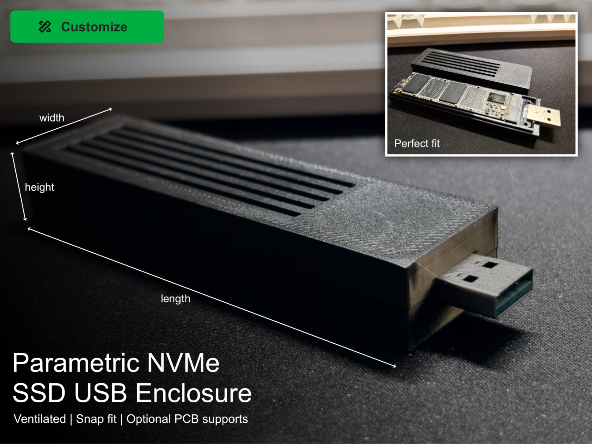 Parametric NVMe M.2 Drive USB Adapter Case